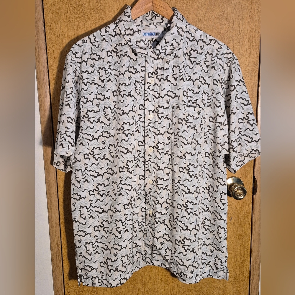 Canyon River Blues Black and White Casual Button Down Shirt